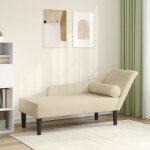 Vidaxl chaise longue avec coussins cr�me tissu canap� rembourr� canap� pour chambre � coucher canap� ...