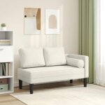 Vidaxl chaise longue avec coussins crme velours canap rembourr canap pour chambre  coucher canap ...