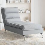Vidaxl chaise longue avec coussins gris clair tissu chaise de canap� longue chaise longue de chambre ...
