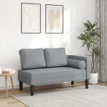 Vidaxl chaise longue avec coussins gris clair tissu canap� rembourr� canap� pour chambre � coucher canap� ...