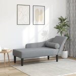 Vidaxl chaise longue avec coussins gris clair tissu canap rembourr canap pour chambre  coucher canap ...