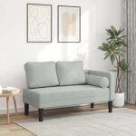 Vidaxl chaise longue avec coussins gris clair velours canap rembourr canap pour chambre  coucher ...