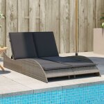 Vidaxl chaise longue avec coussins lit de repos avec dossier rglable bain de soleil meuble de jardin ...