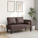 Vidaxl chaise longue avec coussins marron similicuir canap rembourr canap pour chambre  coucher canap ...