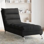Vidaxl chaise longue avec coussins noir tissu chaise de canap� longue chaise longue de chambre chaise ...