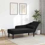 Vidaxl chaise longue avec coussins noir velours canap� rembourr� canap� pour chambre � coucher canap� ...