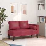 Vidaxl chaise longue avec coussins rouge bordeaux similicuir canap rembourr canap pour chambre  coucher ...