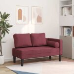 Vidaxl chaise longue avec coussins rouge bordeaux tissu canap rembourr canap pour chambre  coucher ...
