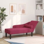 Vidaxl chaise longue avec coussins rouge bordeaux velours canap rembourr canap pour chambre  coucher ...