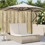 Vidaxl chaise longue double avec coussins beige rsine tresse transat lit de jour dextrieur lit de ...
