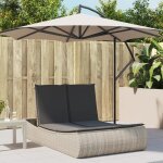 Vidaxl chaise longue double avec coussins gris clair r�sine tress�e transat lit de jour dext�rieur lit ...
