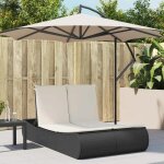 Vidaxl chaise longue double avec coussins noir rsine tresse transat lit de jour dextrieur lit de jour ...