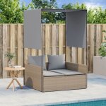 Vidaxl chaise longue double avec toit et rideaux beige résine tressée transat lit de jour dextérieur ... Vidaxl chaise longue double avec toit et rideaux beige résine tressée transat lit de jour dextérieur ...