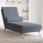 Vidaxl chaise longue de massage avec traversin gris fonc velours chaise de canap longue chaise longue ...