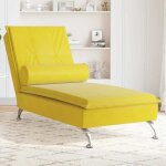 Vidaxl chaise longue de massage avec traversin jaune velours, chaise de canap longue, chaise longue ...