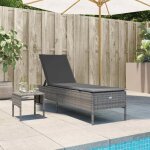 Vidaxl chaise longue avec table et coussin gris résine tressée transat lit de repos de jardin meuble ... Vidaxl chaise longue avec table et coussin gris résine tressée transat lit de repos de jardin meuble ...