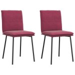 Vidaxl chaises  manger lot de 2 rouge bordeaux velours chaise chaise de salon chaise daccent chaise ...