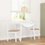 Vidaxl chaises  manger coussins 2 pcs blanc bois massif caoutchouc chaise  dner chaise chaise de salon ...