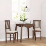 Vidaxl chaises � manger coussins 2 pcs marron bois massif caoutchouc chaise � d�ner chaise chaise de ...