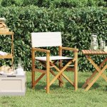 Vidaxl chaise de metteur en scne pliante crme bois teck massif 4008507