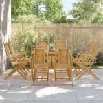 Vidaxl chaises pliables de jardin lot de 8 53x66x99 cm bambou chaise pliable meuble dextrieur chaise ...