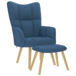 Vidaxl chaise de relaxation avec repose - pied bleu tissu chaise fauteuil relax fauteuil relax en tissu ...