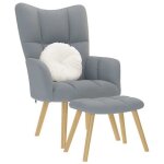 Vidaxl chaise de relaxation avec repose - pied gris clair tissu chaise fauteuil relax fauteuil relax ...