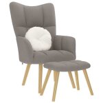 Vidaxl chaise de relaxation avec repose - pied taupe tissu chaise fauteuil relax fauteuil relax en tissu ...