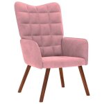 Vidaxl chaise de relaxation rose velours chaise chaise de salon fauteuil relax chaise longue sige de ...
