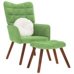 Vidaxl chaise de relaxation avec tabouret vert clair velours, chaise, chaise de salon, fauteuil relax, ...