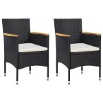 Vidaxl chaises de salle  manger de jardin 2 pcs rsine tresse noir