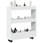 Vidaxl chariot de rangement �troit 3 niveaux blanc bois ding�nierie chariot de rangement mince chariot ...