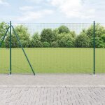 Vidaxl clture en fil soud avec 13 poteaux  gorge verte 1. 4x25 m en acier 3352446