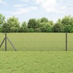Vidaxl cl�ture en fil soud� avec 13 poteaux gris 0. 8x25 m acier 3351839