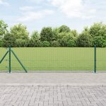 Vidaxl cl�ture en fil soud� avec 13 poteaux � panneaux flanqu�s vert 0. 5x25 m acier 3352423