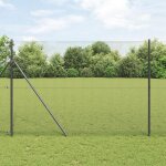 Vidaxl clture en fil soud avec 7 poteaux gris 15 x 10 m acier 3351821