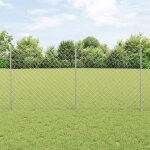 Vidaxl cl�ture en maillons avec 44 poteaux u argent 1. 2m x 25m acier 3336308