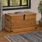 Vidaxl coffre de rangement halden 91x48x47 cm bois massif pin stockage de coffre coffre de rangement ...