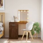 Vidaxl coiffeuse avec lumi�res led table de maquillage avec rangement table � bijoux meuble de chambre ...