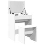 Vidaxl coiffeuse et tabouret blanc 60x40x1135 cm table de maquillage coiffeuse de chambre � coucher coiffeuse ...
