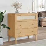 Vidaxl commode aspect de rotin armoire avec 3 tiroirs meuble de rangement organisateur de salon salle ...