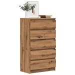 Vidaxl commode ch�ne artisanal 60x36x103 cm bois ding�nierie coffre commode armoire avec tiroirs coffres ...