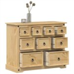 Vidaxl commode corona 101x45x82 cm bois massif de pin commode  tiroirs classeur armoire  tiroirs armoire ...