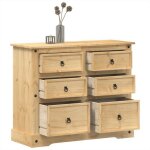 Vidaxl commode corona 110x43x91 cm bois massif de pin commode  tiroirs classeur armoire  tiroirs armoire ...