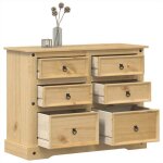 Vidaxl commode corona 112x48x91 cm bois massif de pin commode  tiroirs classeur armoire  tiroirs armoire ...