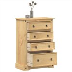 Vidaxl commode corona 80x43x114 cm bois massif de pin commode � tiroirs classeur armoire � tiroirs armoire ...