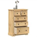 Vidaxl commode corona 80x43x114 cm bois massif de pin commode  tiroirs classeur armoire  tiroirs armoire ...