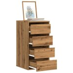 Vidaxl commode dangle ch�ne artisanal 40x41x76 cm bois ding�nierie commode � tiroirs classeur armoire ...