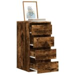 Vidaxl commode dangle chne fum 40x41x76 cm bois dingnierie commode  tiroirs classeur armoire  tiroirs ...