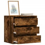 Vidaxl commode dangle ch�ne fum� 60x41x58 cm bois ding�nierie commode � tiroirs classeur armoire � tiroirs ...